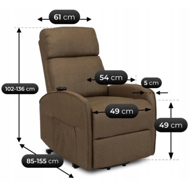 Кресло мягкое раскладное с реклайнером Mebel Elit COLTON Коричневый ME.COLTON/BR/T/FW фото - 15