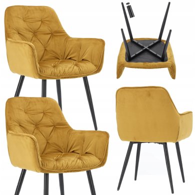 Обеденный стул Chomik CHERRY Welur Желтый - 3 Обеденный стул Chomik CHERRY Welur Желтый FAT2968 фото - 3