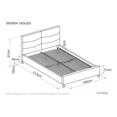 Кровать Signal SIERRA Welur 160х200 см Серый SIERRAV160SZD фото - 3