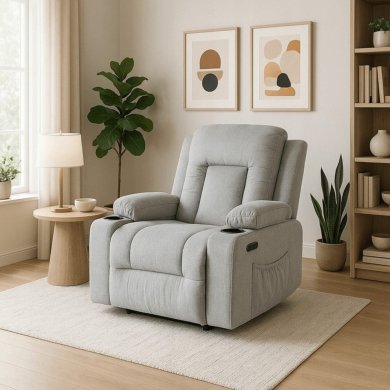 Кресло мягкое раскладное массажное с реклайнером Mebel Elit BOX 2 Серый ME.BOX2/P/T/FW фото - 13