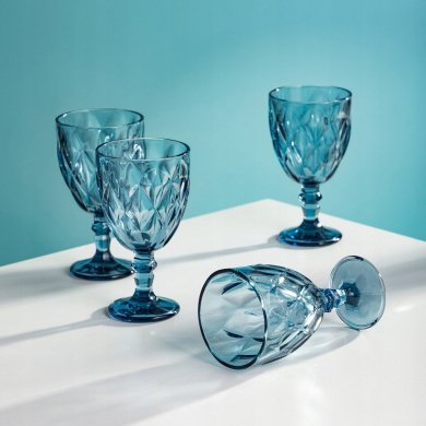 Набор бокалов для вина Homla LUNO 340 мл 4 шт Голубой 239817 фото - 4