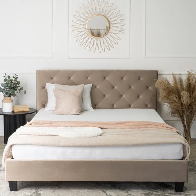 Кровать Mebel Elit QUEEN Welur 160x200 см Бежевый ME.QUEEN/160/BZ/V/LOZ фото - 4