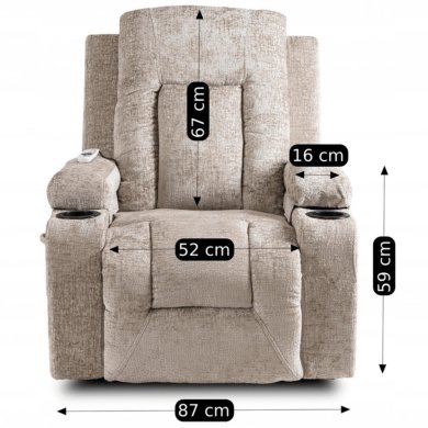 Кресло мягкое раскладное массажное с реклайнером Mebel Elit BOX Welur Бежевый ME.BOX/BZ/V/FW фото - 17