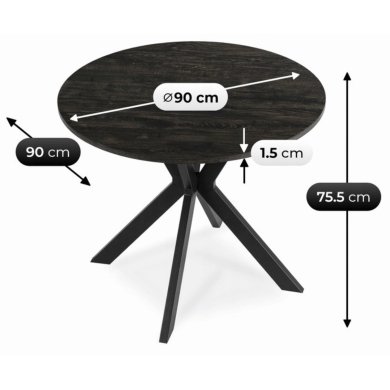 Обеденный стол Mebel Elit LAUREN 90 см Черный ME.LAUREN/CZ/CZ/S90 фото - 9