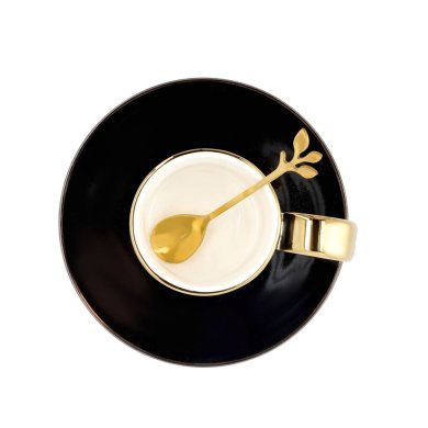 Чашка з блюдцем та ложкою Homla NILA 150 мл | Чорний / Золотий - 3 Чашка з блюдцем та ложкою Homla NILA 150 мл | Чорний / Золотий 200847 фото - 3