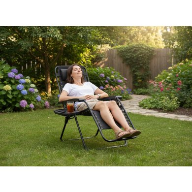 Складной шезлонг Garden Line ZERO GRAVITY Черный LEZ2589 фото - 8