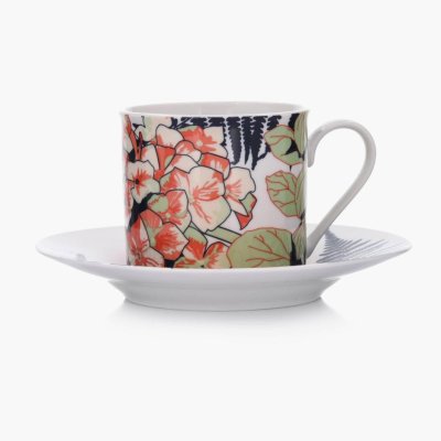 Чашка с блюдцем Duka IDUNN 220 мл | Белый / Цветочный принт