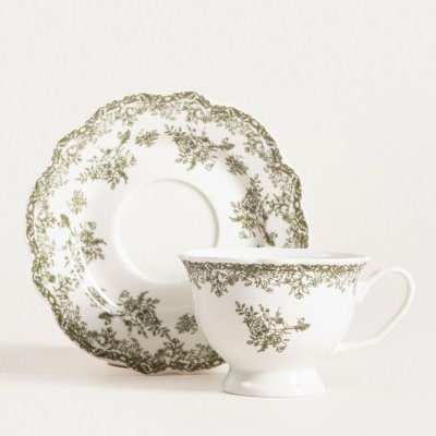 Чашка з блюдцем Homla LOURRY 200 мл Зелений