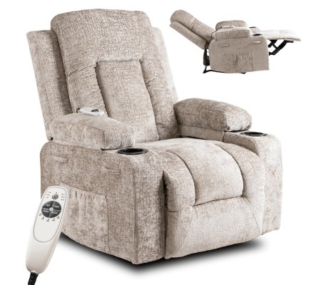 Кресло мягкое раскладное массажное с реклайнером Mebel Elit BOX Welur Бежевый
