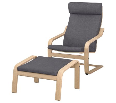 IKEA Кресло-качалка с подставкой POANG Темно-серый (ИКЕА ПОАНГ)