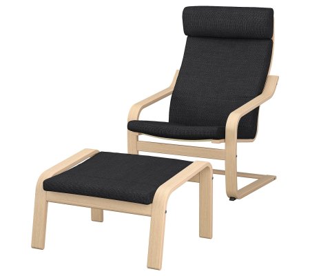 IKEA Крісло-качалка з підставкою POANG Темно-сірий (ИКЕА ПОАНГ)