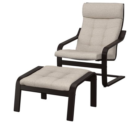 IKEA Крісло-качалка з підставкою POANG Бежевий (ИКЕА ПОАНГ)