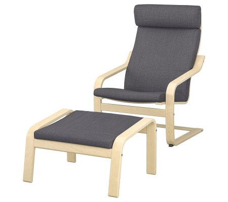 IKEA Кресло-качалка с подставкой POANG Темно-серый (ИКЕА ПОАНГ)