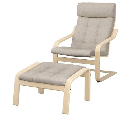 IKEA Кресло-качалка с подставкой POANG Бежевый (ИКЕА ПОАНГ)