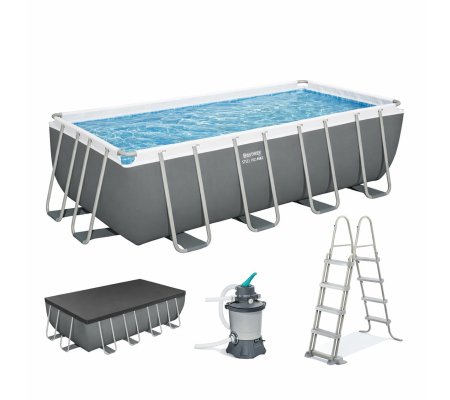 Каркасный бассейн Bestway 56671 POWER STEEL 488x244x122 см Серый