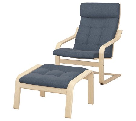 IKEA Кресло-качалка с подставкой POANG Синий (ИКЕА ПОАНГ)