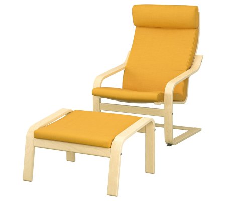 IKEA Кресло-качалка с подставкой POANG Желтый (ИКЕА ПОАНГ)