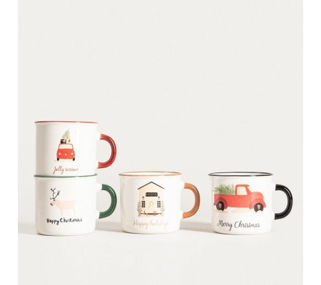 Набор кружек Homla BOGOL 150 мл 4 шт Принт, фото Набор кружек Homla BOGOL 150 мл 4 шт Принт