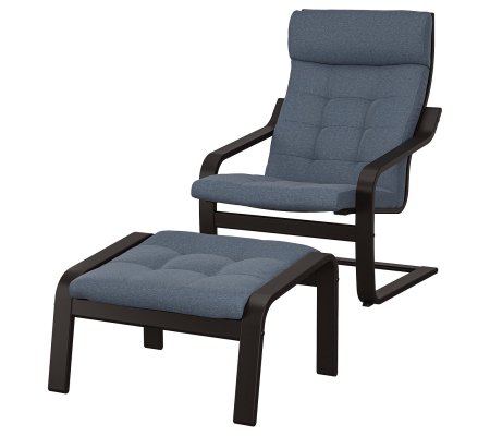 IKEA Крісло-качалка з підставкою POANG Синій (ИКЕА ПОАНГ)