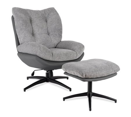 Крісло м'яке поворотне з підставкою Mebel Elit FREMONT 2 Сірий