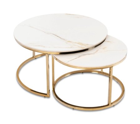 Комплект журнальних столів Mebel Elit MILANO Ceramic Marmur 2 шт Білий