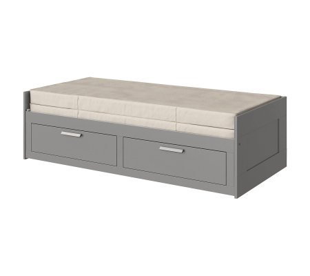 IKEA Розкладна кушетка з 2 матрацами BRIMNES 80/160x200 см Сірий (ИКЕА БРИМНЕС)