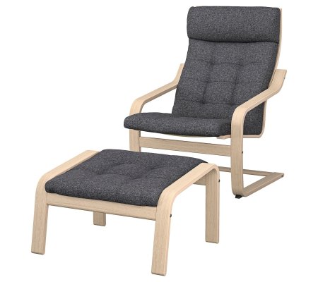 IKEA Крісло-качалка з підставкою POANG Темно-сірий (ИКЕА ПОАНГ)