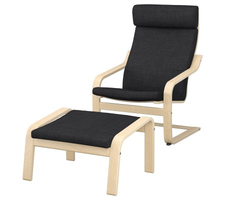 IKEA Кресло-качалка с подставкой POANG Темно-серый (ИКЕА ПОАНГ)