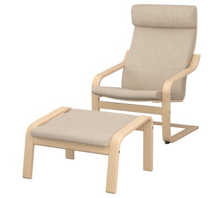IKEA Крісло-качалка з підставкою POANG Бежевий (ИКЕА ПОАНГ)