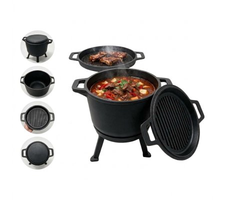 Чугунный котелок 3в1 Garden Line BBQ5930 8 л Черный