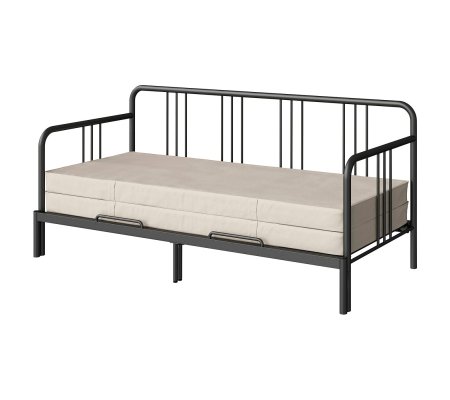 IKEA Розкладна кушетка з 2 матрацами FYRESDAL 80/160x200 см Чорний (ИКЕА ФИРЕСДАЛЬ)