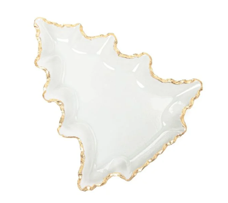 Сервірувальне блюдо Homla ELSOY 36x31 см | Прозорий / Золотий