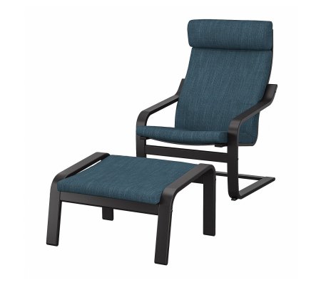 IKEA Кресло-качалка с подставкой POANG Темно-синий (ИКЕА ПОАНГ)