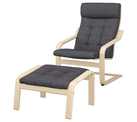 IKEA Крісло-качалка з підставкою POANG Темно-сірий (ИКЕА ПОАНГ)