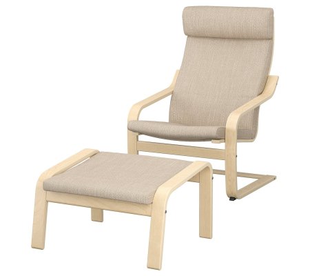 IKEA Кресло-качалка с подставкой POANG Бежевый (ИКЕА ПОАНГ)