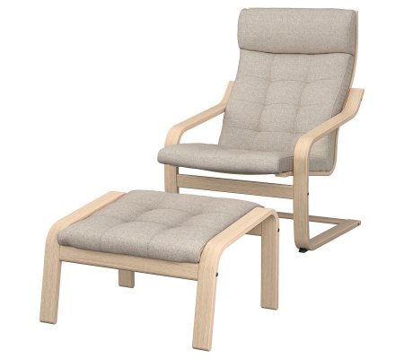 IKEA Кресло-качалка с подставкой POANG Бежевый (ИКЕА ПОАНГ)