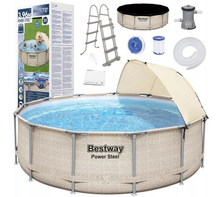 Каркасный бассейн Bestway 5614V POWER STEEL 396х107 см Бежевый