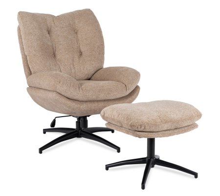 Кресло мягкое поворотное с подставкой Mebel Elit FREMONT Бежевый