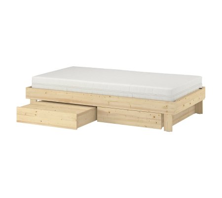IKEA Розкладне ліжко з матрацом GLAMBERGET 80-160x200 см Сосна (ИКЕА ГЛАМБЕРГЕТ)