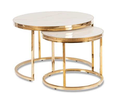 Комплект журнальних столів Mebel Elit ARON Ceramic Marmur 2 шт Білий