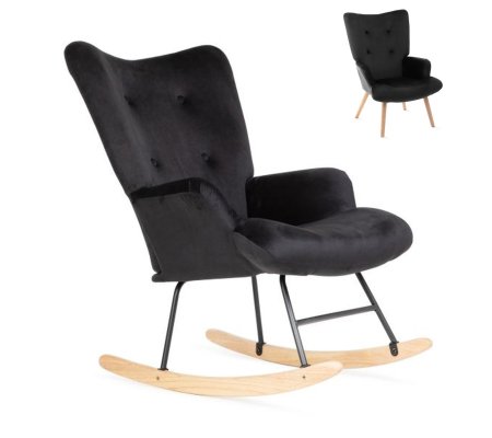 Крісло-качалка м'яке 2 в 1 Homla MOSS PLUS Welur Чорний