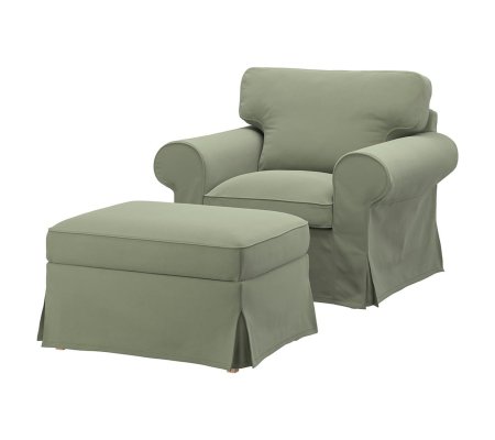 IKEA Кресло мягкое с подставкой EKTORP Серо-зеленый (ИКЕА ЭКТОРП)