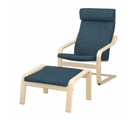 IKEA Кресло-качалка с подставкой POANG Темно-синий (ИКЕА ПОАНГ)