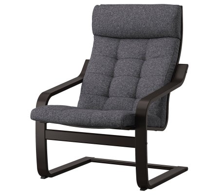 IKEA Кресло-качалка POANG Темно-серый (ИКЕА ПОАНГ)