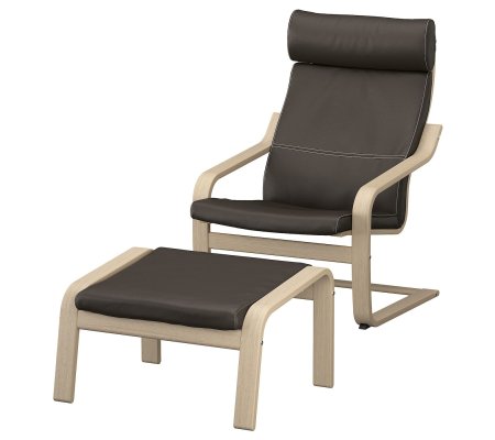 IKEA Кресло-качалка с подставкой POANG Темно-коричневый (ИКЕА ПОАНГ)