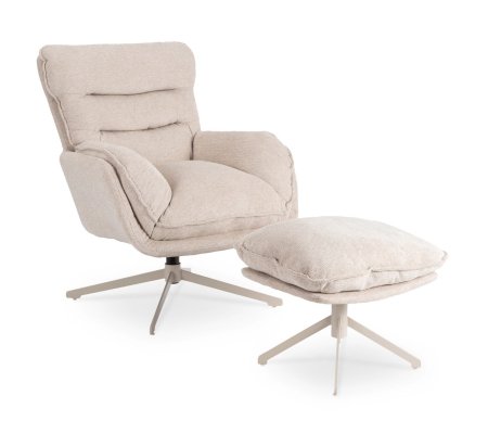 Кресло мягкое поворотное с подставкой Mebel Elit PASADENA Кремовый
