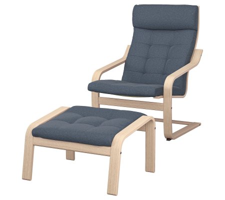 IKEA Крісло-качалка з підставкою POANG Синій (ИКЕА ПОАНГ)