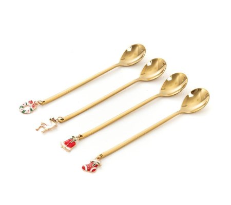 Набір десертних ложок Homla BLANE 4 шт Золотий, фото Набір десертних ложок Homla BLANE 4 шт Золотий