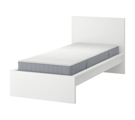 IKEA Кровать с матрасом MALM 90х200 см Белый (ИКЕА МАЛЬМ)