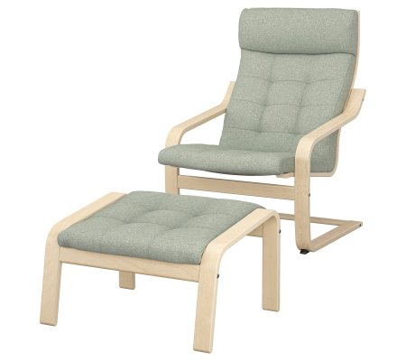 IKEA Крісло-качалка з підставкою POANG Світло-зелений (ИКЕА ПОАНГ)